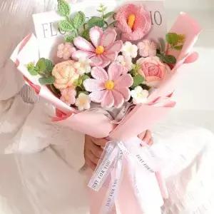 수제 뜨개질 꽃다발 장식 시뮬레이션 꽃 플러시 장 니트 영원한 생일 선물