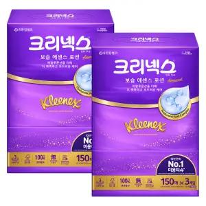 크리넥스 보습에센스 로션 150매x3개입 x 2팩 미용티슈 각티슈