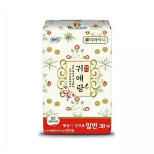 일반 38입x5개 귀애랑 팬티라이너/편안함/도톰한/보송한/청결용/소취/냄새제거/한방/라이너/접착식/패드