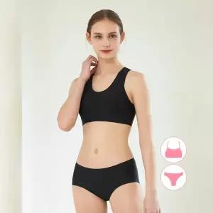 베이직엘르 [본사] 베이직스킨 여성인 X백 래쉬가드 이너 브라+팬티 수영복 세트 BEL-S247K 359939