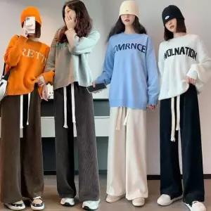 와이드팬츠 셔닐 코듀로이 골지 기모 벨벳 와이드 겨울 밴딩팬츠