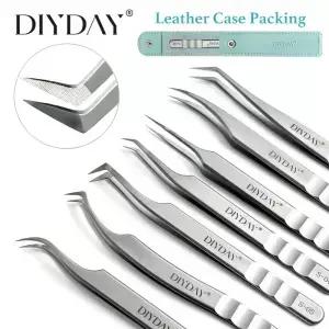 DIYDAY 속눈썹 연장 핀셋 스테인레스 스틸 눈썹 정밀 섬유 팁 볼륨 절연