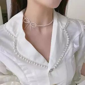 [룽스_6818]진주초커 진주 리본 초커 목걸이