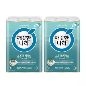 깨끗한나라 순수 프리미엄 더 클래스 30m 30롤x2팩
