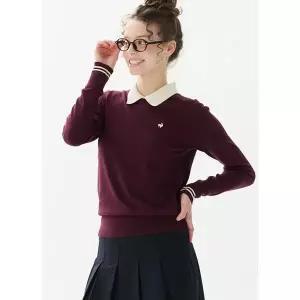 [르꼬끄골프](신세계 사우스시티)여성 소프트터치 버디하트 카라 스웨터 _WINE GR322LKP99