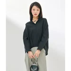 체이스컬트 CHASECULT 여성 오픈카라 소매 롤업 풀오버 셔츠-DBRG5472C03