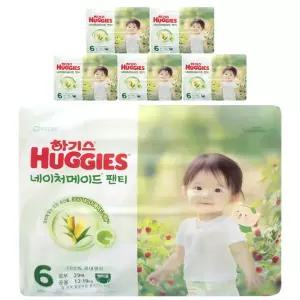 하기스 네이처메이드 팬티 기저귀 6단계 팬티형 특대형 점보형 공용 29매 6개