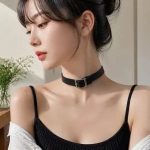 가죽 초커 목걸이 평상시 착용 인조가죽 넥라인 장식 악세서리