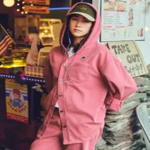 RGB 레이어드 데님 후드 셔켓 PINK