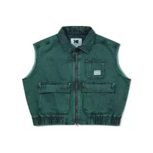RGB 데님 카라 베스트 GREEN