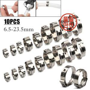 10Pcs 304 스테인레스 스틸 단일 귀 클램프 연료 워터 클립 파이프 튜브 패스너 6.5mm-23.5mm 키트