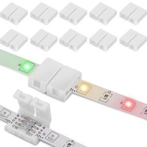 10개 4핀 10mm L자형 LED 스트립 무납땜 커넥터 5050/3528 RGB PCB용 없는 코너