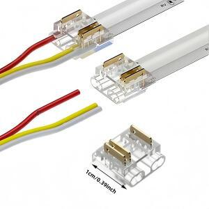 12/20/30개 COB 10mm 3핀 CCT LED 스트립 커넥터 연결 액세서리 스트립-와이어 연결(왼쪽 또는 오른쪽)