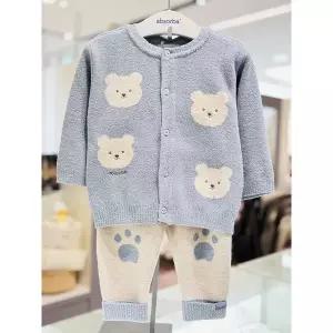 [압소바](마산점)[압소바 25년FW 임신출산백일돌선물] 세드릭 니트 가디건 상하복(A2721206) 인디블루