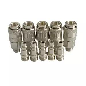 공기 압축기 용 G1/4 BSP 수나사가있는 5Pcs EU 유형 공압식 퀵 피팅 커넥터 PM20 SM20