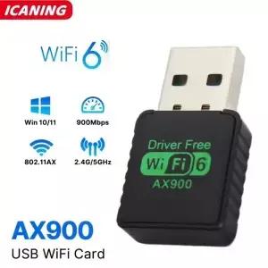 AX900 WIFI 6 어댑터 USB 네트워크 카드 노트북 드라이버 용 2.4G 및 5GHz 듀얼 밴드 신호 수신 동글 무선