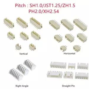 10PCS SH/JST/ZH/PH/XH 피치 1.0MM 수 핀 헤더 소켓 Dip/직각 SMD 2/3/4/5/6/7/8/9/10/12P