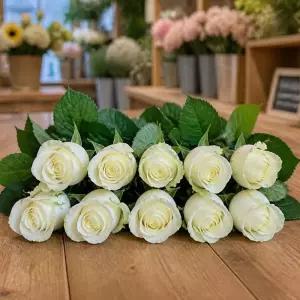 [아트플라워] 사바나백장미 생화 한단 10송이 백장미 꽃다발 기념일선물 생일선물 결혼기념일