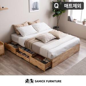 [삼익가구]마레 헤드리스 4단 수납 원목 침대(매트제외-퀸)