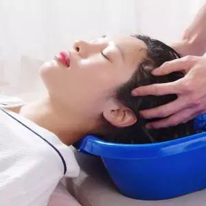 간이세발기 임산부 환자 노인 머리감기기 샴푸대 대야 이동식 간병 휴대용 어르신 곡선