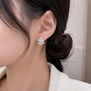 은침귀걸이 큐빅귀걸이 S925 은침 부채꼴 큐빅 오픈링 귀걸이