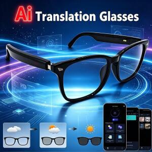 V6 Max AI 스마트 안경 포토크로믹 변색 렌즈 탑재 오픈형 이어 디자인 블루투스 통화 음악 스트리밍 야외