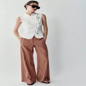 ZARA 자라 메탈릭 얀 스트라이프 와이드 팬츠 - 멀티컬러 7940/660/330