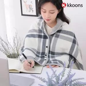 고품질 극세사 망토 무릎 담요 똑딱이 버튼 체크 후드 담요