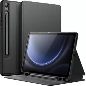 JETech 폴리오 케이스 삼성 갤럭시 탭 S10 Lite/S10 FE/S9 10.9인치 블랙 멀티 앵글 스탠드 커버 S펜 홀더