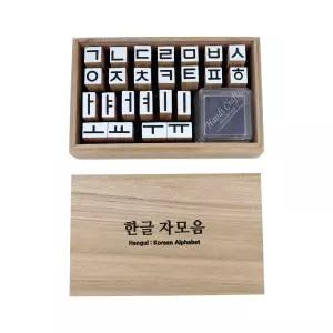 GICE 한글 문양 목각 한글 교육용품 어린이 언어학습 자음 모음도장