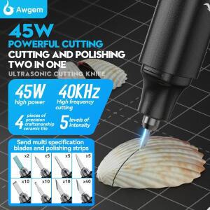 아젬 45W 휴대용 초음파 커터 절단 칼 DIY 전기 조각 도구 플라스틱/레진/3D 프린팅/섬유용