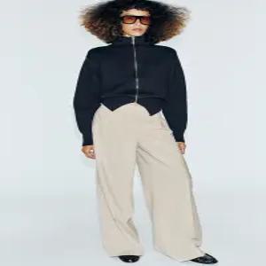 ZARA 자라 와이드 플랫 프론트 팬츠 - 스톤 4387/493/806