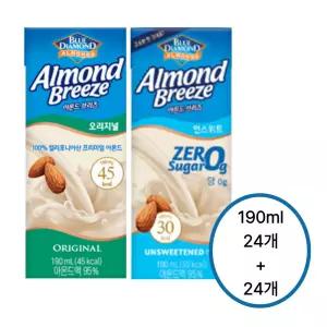 아몬드브리즈 오리지널, 190ml, 24개 + 언스위트, 190ml, 24개