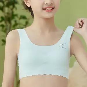 심리스 여아 첫브라 속옷 1단계 주니어 속옷 단색 청소년 중 학생 스포츠 런닝 초등 여아