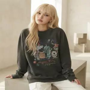 꼼파뇨 happy day 피그먼트 스웨트셔츠 스모크블랙