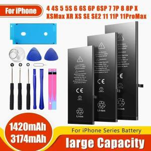 iPhone 4 4S 5 5S 5C SE 2020 6 6S 7 8 SE2 Plus X XR XS 11 Pro Max 휴 전화 팩용 고용량 배터리 0 Cycle Seal