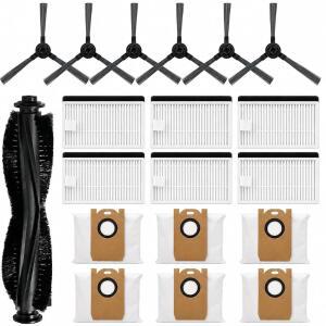 YUJINRU 교체 부품 키트 - IHOME AUTOVAC NOVA S1 PRO 로봇 청소기 호환 액세서리 IHRVS1PRO-3BLK 메인 롤러 브러시 1개 사이드 6개 HEPA 필터 먼지 봉투 6개