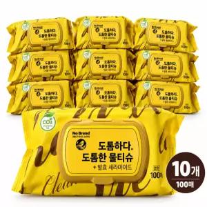노브랜드 도톰한 물티슈 캡형 100매, 10개