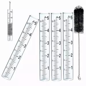 YZDTECH 4 PCS 레인 게이지 유리 교체 튜브 야드 가든 야외 잔디에 가장 적합한 등급 브러시 포함 5인치