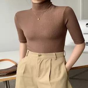 F006264 골지니트 7부 폴라티셔츠 이너티