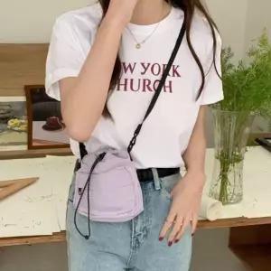 [옷자락]미니멀 여자 대학생 캐주얼 스트링 얇은끈 미니 크로스백 데일리