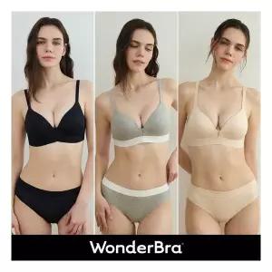 원더브라 Wonderbra 볼륨스포츠 아웃밴드 브라팬티 6종 멜란지그레이+라이트베이지+블랙 WBW6O010304_T