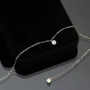 [RGK75040]14K 골드 라운드 큐빅 팬던트 체인 금 팔찌