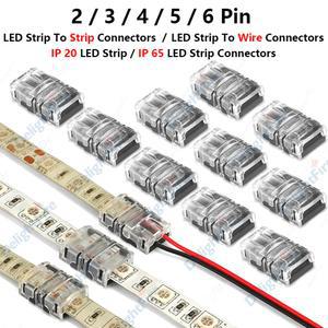 솔더리스 LED 커넥터 6 5 4 3 2 핀 LED 스트립 커넥터 RGB RGBW SMD 5050 WS2812B LED 스트립 라이트 와이어 연결