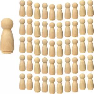 50팩 나무 페그 인형 미완성 사람들이 빈 가족 그림 3/4 x 2인치