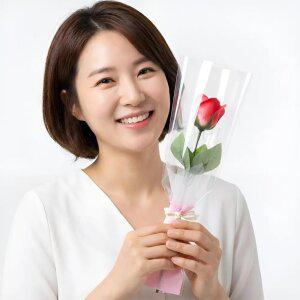 비누꽃 장미 한송이 꽃다발 투톤 레터링 커스텀 단체선물 생일 기념일 답례선물 (레드
