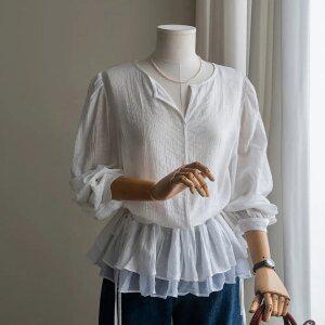 (안나앤모드) henley 캉캉 스트랩 블라우스[셔츠EHA55]