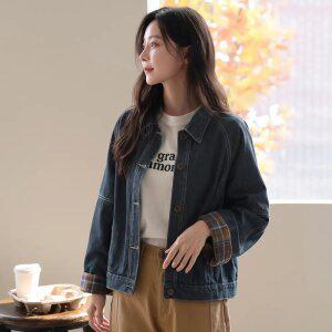 [캔마트] 폴딩 키치체크 데님 자켓