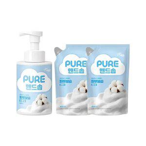 피죤 퓨어 핸드솝 코튼향 500ml, 1개 + 리필 450ml, 2개