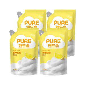 피죤 퓨어 핸드솝 450ml 리필 레몬향, 4개
